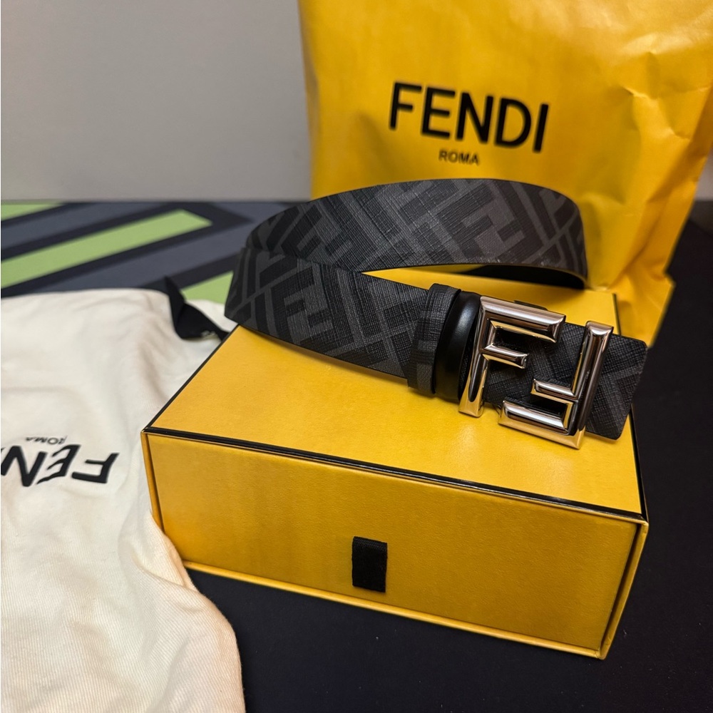 Fendi Belt Black Ff Rounded